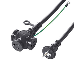 TAP-EX33-10BKN / 電源延長コード(3分岐・3P) 3個口・ブラック・10m