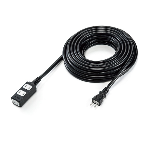 TAP-EX34-10BKN / スリム電源延長コード(2P・3個口・ブラック・10m)