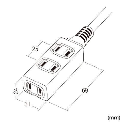 TAP-EX34-10BK / スリム電源延長コード（2P・3個口・10m・ブラック）