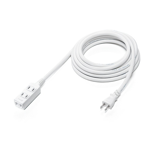 TAP-EX34-5WN / スリム電源延長コード(2P・3個口・ホワイト・5m)