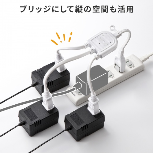 TAP-EX3WN / ACアダプタ専用電源延長コード（3分岐・2P・3個口・ホワイト）