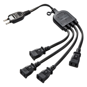 TAP-EX4BKN / ACアダプタ専用電源延長コード(4分岐・2P・4個口・ブラック)