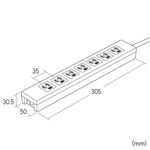 TAP-F37-2KSR / 電源タップ（3P・7個口・2m）