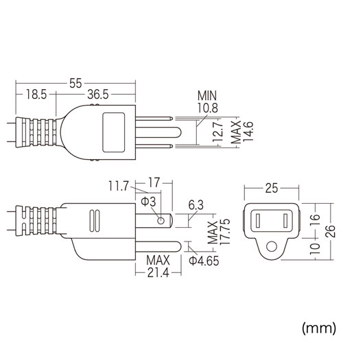 TAP-F37-3AD / 電源タップ（3P・7個口・3m）