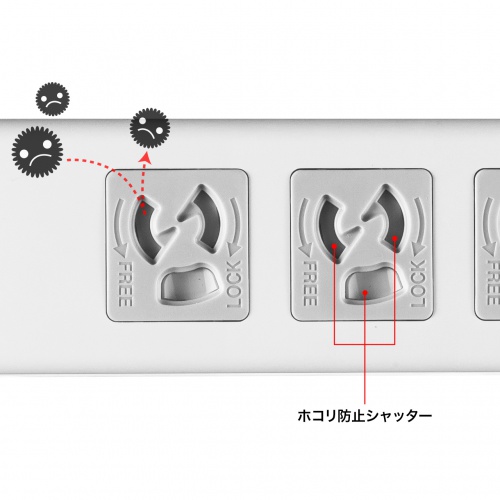 TAP-F37SH-3KS / 抜け止めシャッタータップ（3P・7個口・3m）