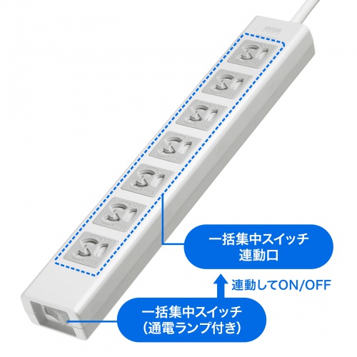 TAP-F37SH-3Z / 抜け止めシャッタータップ（3P・7個口・3m）