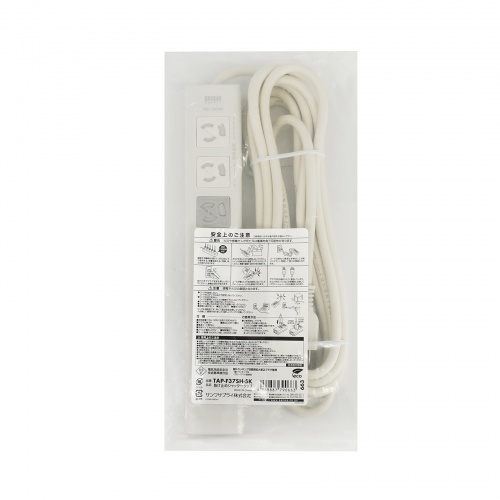 TAP-F37SH-5K / 抜け止めシャッタータップ（3P・7個口・5m）