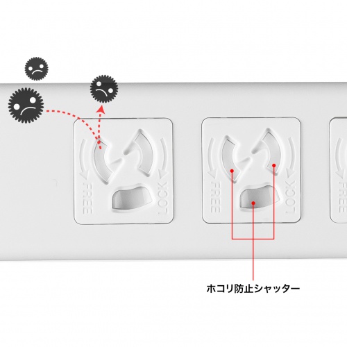 TAP-F37SH-5R / 抜け止めシャッタータップ（3P・7個口・5m）