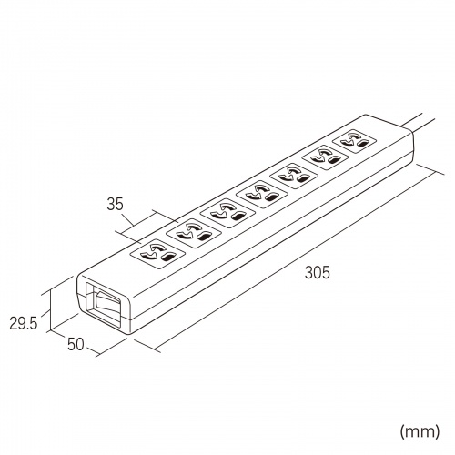 TAP-F37SH-5Z / 抜け止めシャッタータップ（3P・7個口・5m）
