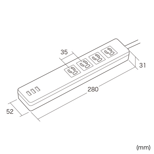 TAP-F37U-2 / USB充電機能付きタップ