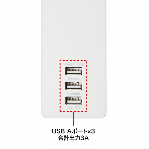 TAP-F37U-2 / USB充電機能付きタップ