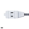 TAP-FB1-05BK ファブリックコードタップ(2P・3個口・ブラック・0.5m) TAP-FB1-05BK / ファブリックコードタップ(2P・3個口・ブラック・0.5m)