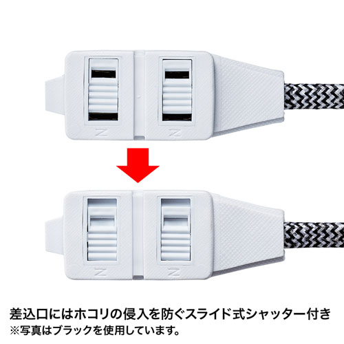 TAP-FB1-05G / ファブリックコードタップ（2P・3個口・グリーン・0.5m）