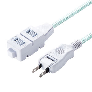 TAP-FB1-05G / ファブリックコードタップ(2P・3個口・グリーン・0.5m)