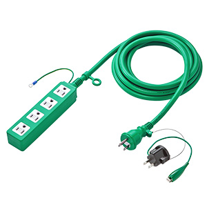 TAP-HP4-3G / 高強度タップ(3P・4個口・3m・グリーン)