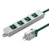 TAP-HPM4-3G 医用接地プラグ付き電源タップ(3P・4個口・グリーン・3m) TAP-HPM4-3G / 医用接地プラグ付き電源タップ(3P・4個口・グリーン・3m)