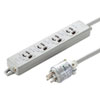 TAP-HPM4-3W 医用接地プラグ付き電源タップ(3P・4個口・グレー・3m) TAP-HPM4-3W / 医用接地プラグ付き電源タップ(3P・4個口・グレー・3m)