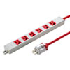TAP-HPM6-5R 医用接地プラグ付き電源タップ(3P・6個口・レッド・5m) TAP-HPM6-5R / 医用接地プラグ付き電源タップ(3P・6個口・レッド・5m)