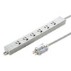 TAP-HPM6-5W 医用接地プラグ付き電源タップ(3P・6個口・グレー・5m) TAP-HPM6-5W / 医用接地プラグ付き電源タップ(3P・6個口・グレー・5m)