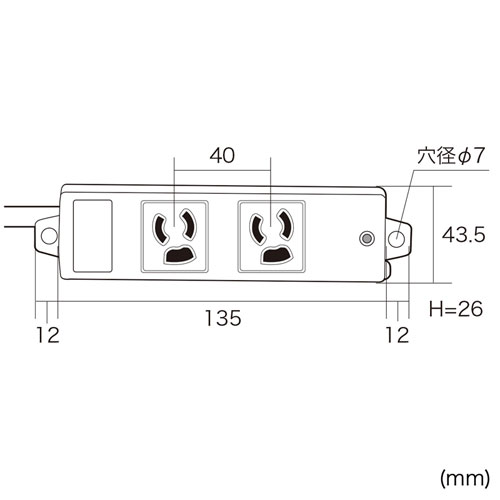 TAP-K2-3BL / 工事物件タップ（3P・2個口・3m・ブルー）