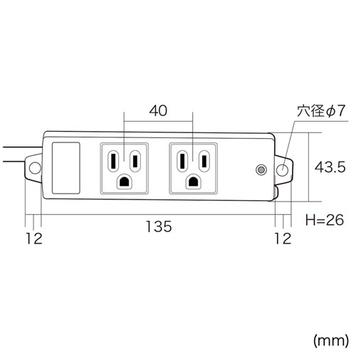 TAP-K2N-3BL / 工事物件タップ（3P・2個口・3m・ブルー）