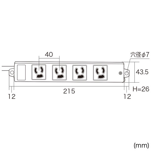 TAP-K4-3BL / 工事物件タップ（3P・4個口・3m・ブルー）