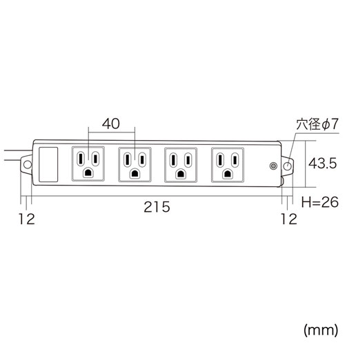 TAP-K4N-3G / 工事物件タップ（3P・4個口・3m・グリーン）