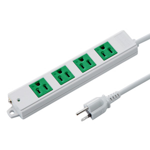 TAP-K4N-3G / 工事物件タップ(3P・4個口・3m・グリーン)