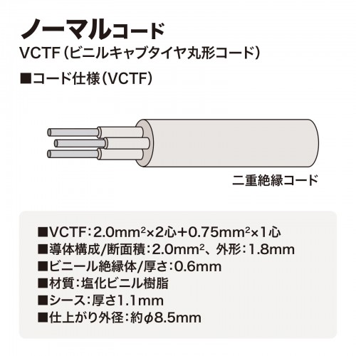 TAP-K6-10 / 工事物件タップ（3P・6個口・10m）