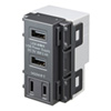 TAP-KJUSB2AC1GY AC付き埋込USB給電用コンセント(グレー) TAP-KJUSB2AC1GY / AC付き埋込USB給電用コンセント(グレー)
