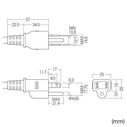 TAP-KS2N-1 / 工事物件タップ（3P・2個口・1m）