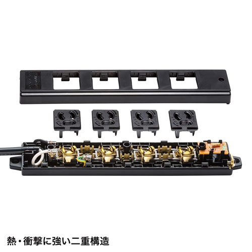 TAP-KS4-1BK / 工事物件タップ（3P・4個口・1m）