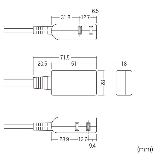 TAP-M602W / マイクロ電源タップ（収納式スイングプラグ・2個口・0.2m・ホワイト）