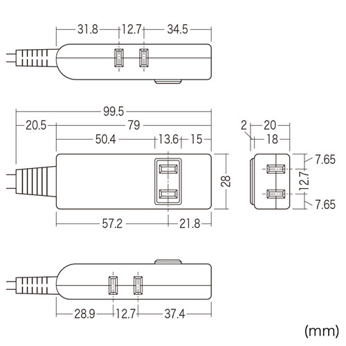 TAP-M81W / マイクロ電源タップ（収納式スイングプラグ・4個口・1m・ホワイト）