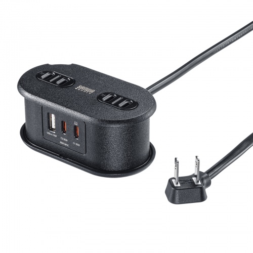 TAP-MC2A1AC2BK / 巻き取りコード式モバイルタップ(AC2個口・C×2・A×1・PD65W)