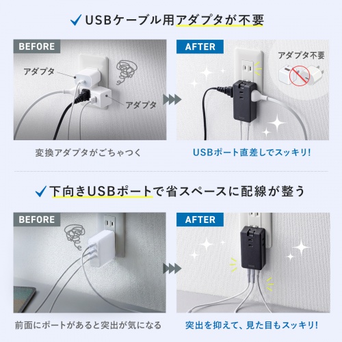 TAP-MC2A1AC3BK / モバイルタップ（AC×3個口＋Type-C×2・USB-A×1・PD33W・ブラック）