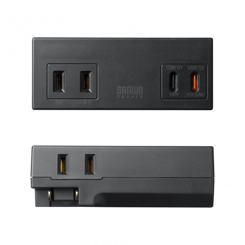 TAP-MC2AC2BK / モバイルタップ(AC×2個口+Type-C×2・PD33W・ブラック)