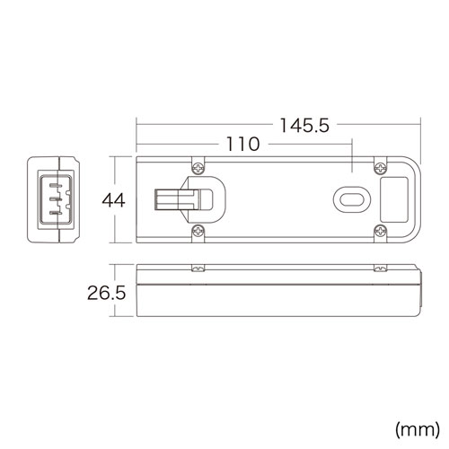 TAP-ME7051T04 / 15A コンセントバー用延長アダプタ（コネクタ付・VCTFコード0.4m）