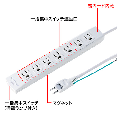 TAP-MG375FKN / 電源タップ（3P・7個口・5m）