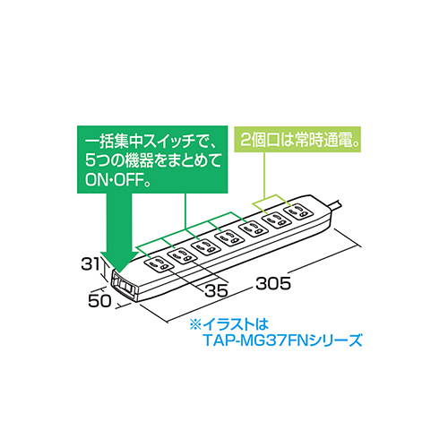 TAP-MG37FN-5 / パワータップ（3P・7個口・5m）