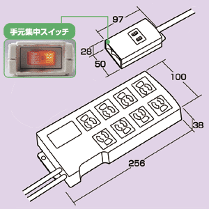 TAP-MG3804 / 抜け止めタップ(手元集中スイッチ付き)