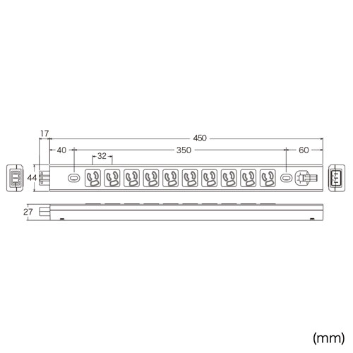 TAP-MR7485 / サーバーラック用コンセントバー（15A・3P・10個口）