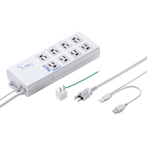 TAP-RE2UN / USB連動タップ(3P・8個口・2m)