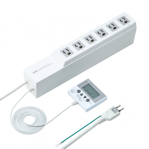 TAP-RT1N / コンセントタイマー(電源タップ・3P・6個口・3m・プログラムタイマー・ボタン式)