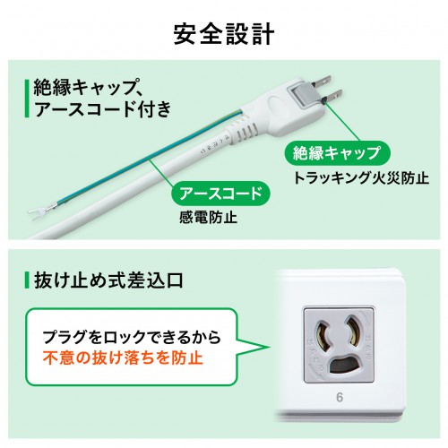 TAP-RT1 / コンセントタイマー(電源タップ・3P・6個口・3m・プログラムタイマー・ボタン式)