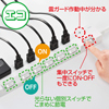 TAP-S18-1 節電エコタップ(2P・6個口・1m・ホワイト) TAP-S18-1 / 節電エコタップ(2P・6個口・1m・ホワイト)
