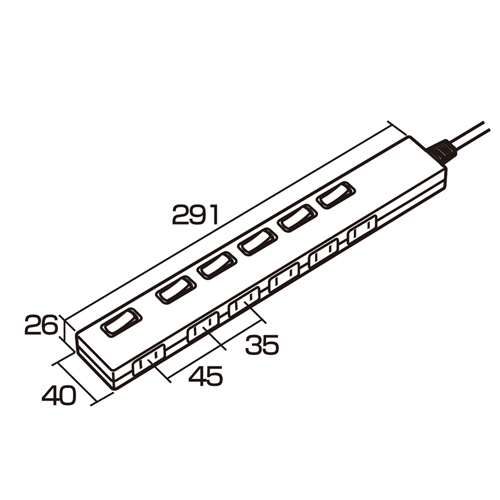 TAP-S20-1 / 節電エコタップ（2P・6個口・1m）