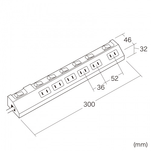 TAP-S30-3BK / 節電タップ（2P・6個口・3m・ブラック）