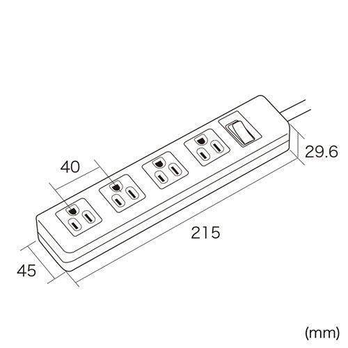 TAP-SH3425MGSW / 3P・4個口オートシャッター付き電源タップ（一括集中スイッチ・マグネット付き・2.5m）