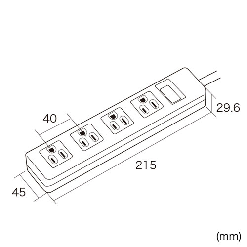 TAP-SH3425MG / 3P・4個口オートシャッター付き電源タップ（マグネット付き・2.5m）